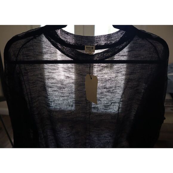 UNIQ SW-70617 Women's Sz Small/Medium Black Sheer Long Sleeve Sweater - Picture 4 of 7